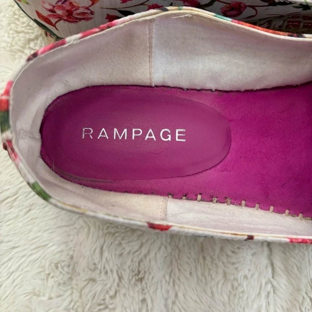 Rampage Women's Floral Bird Print Espadrilles Loafers Pink and Blue Size 9